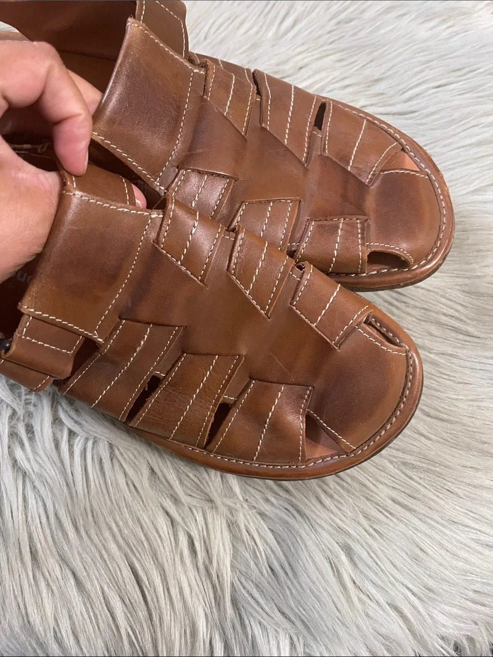 Bacco Bucci Men's Tan Leather Fisherman Sandals